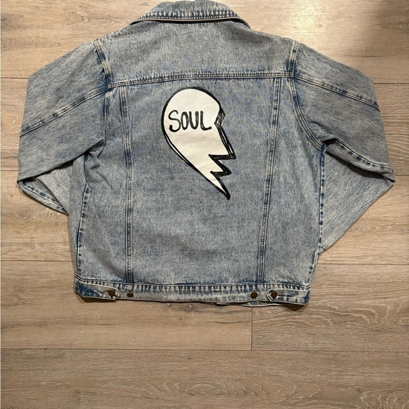 Honey Punch Oversized Denim Jacket with Soul Patch – Size Large - Picture 2 of 9